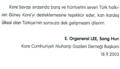 E. Orgeneral LEE SANG HUN - Kore Cumhuriyeti Muharip Gaziler Başkanı
