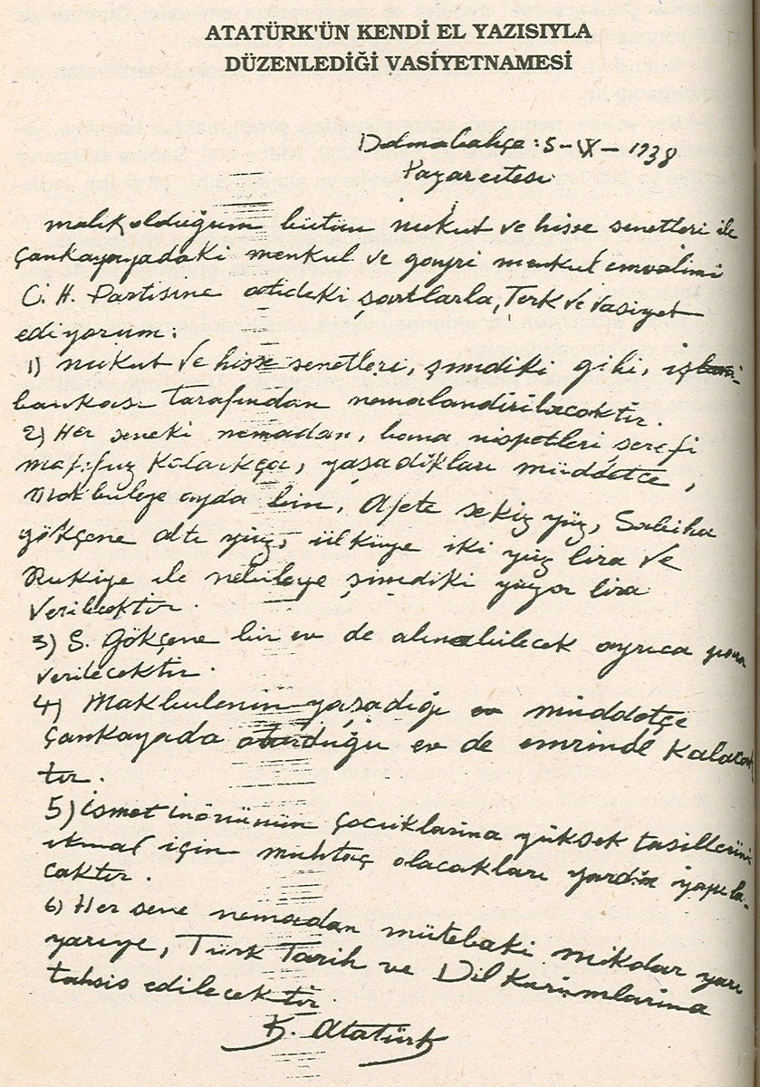 El yazısıyla vasiyeti
